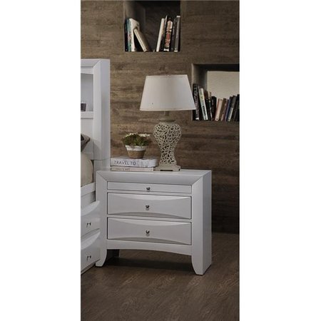 HOMEROOTS HomeRoots Furniture 285871 25 x 26 x 17 in. Okume Veneer White Nightstand 285871